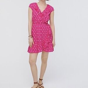 J. Crew V-neck ruffle mini dress in floral print Sz 12 Pink